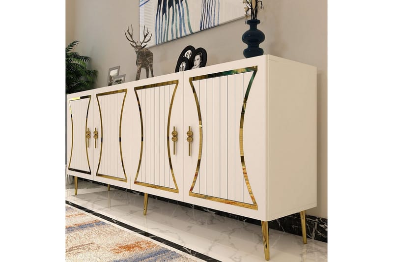 Falra Konsolbord 150 cm - Hvid/Guld - Møbler - Borde - Aflastningsbord - Entrébord