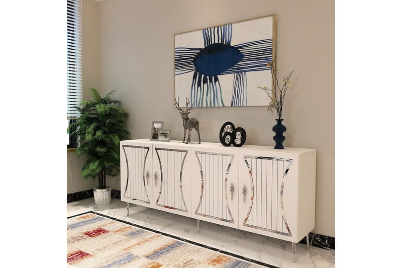 Falra Konsolbord 150 cm - Hvid/Sølv - Møbler - Borde - Aflastningsbord - Entrébord