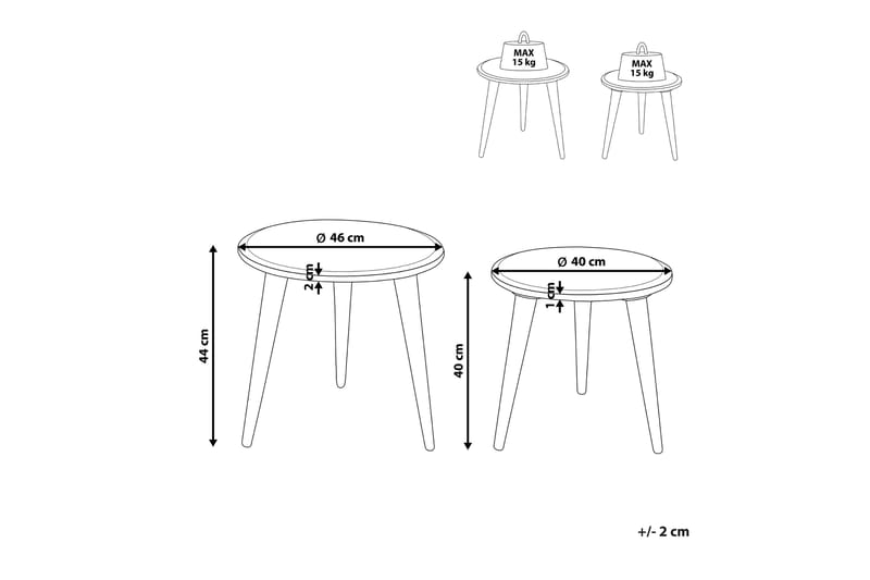 Fawn Sætbord 46 cm - Lyst træ - Møbler - Borde - Aflastningsbord - Indskudsborde
