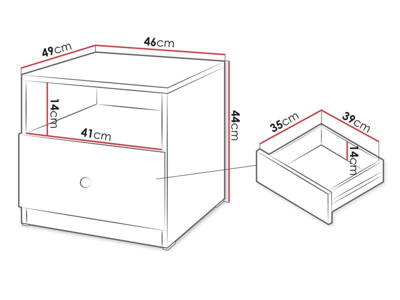Fayric Natbord 46 cm - Beige - Møbler - Borde - Aflastningsbord - Sengebord