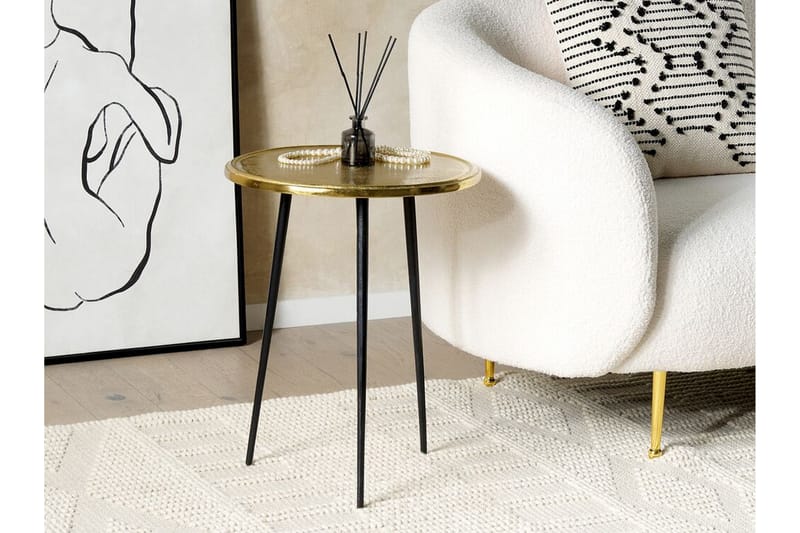 Ferdinanda Sidebord 43 cm - Guld/Sort - Møbler - Borde - Aflastningsbord - Lampebord