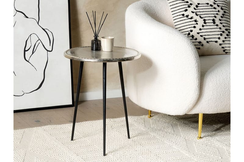 Ferdinanda Sidebord 43 cm - Sølv/Sort - Møbler - Borde - Aflastningsbord - Lampebord
