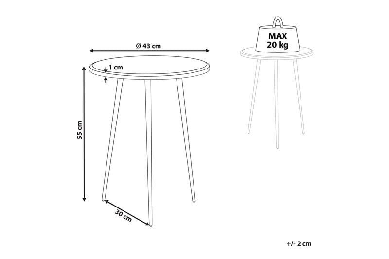 Ferdinanda Sidebord 43 cm - Sølv/Sort - Møbler - Borde - Aflastningsbord - Lampebord