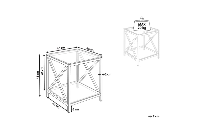 Fidelina Sidebord 45 cm - Sølv/Transparent - Møbler - Borde - Aflastningsbord - Lampebord