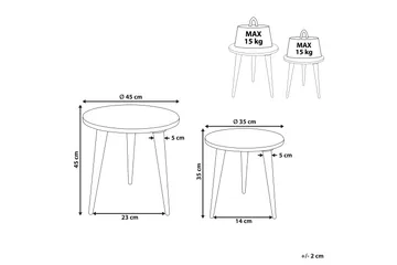 Filbert Sætbord 45 cm - Lyst træ/Hvid - Møbler - Borde - Aflastningsbord - Indskudsborde