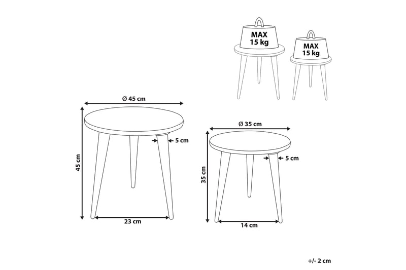 Filbert Sætbord 45 cm - Lyst træ/Hvid - Møbler - Borde - Aflastningsbord - Indskudsborde
