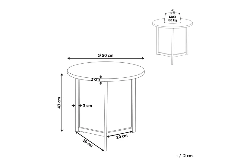Filmore Sidebord 39 cm - Mørkt træ/Sort - Møbler - Borde - Aflastningsbord - Lampebord