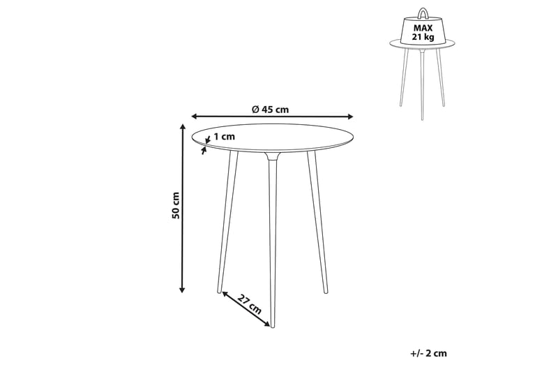 Fiore Sidebord 45 cm - Guld/Sort - Møbler - Borde - Aflastningsbord - Lampebord