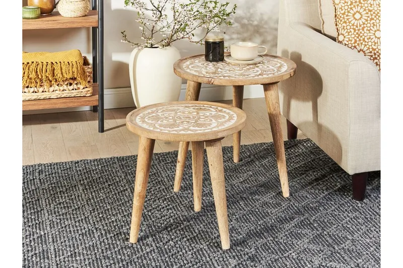 Fiorenzo Sætbord 45 cm - Lyst træ/Hvid - Møbler - Borde - Aflastningsbord - Indskudsborde