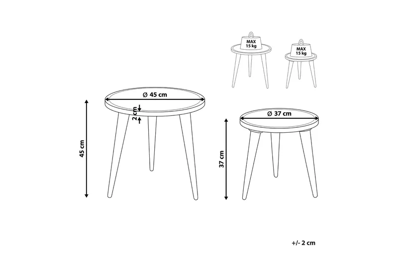 Fiorenzo Sætbord 45 cm - Lyst træ/Hvid - Møbler - Borde - Aflastningsbord - Indskudsborde