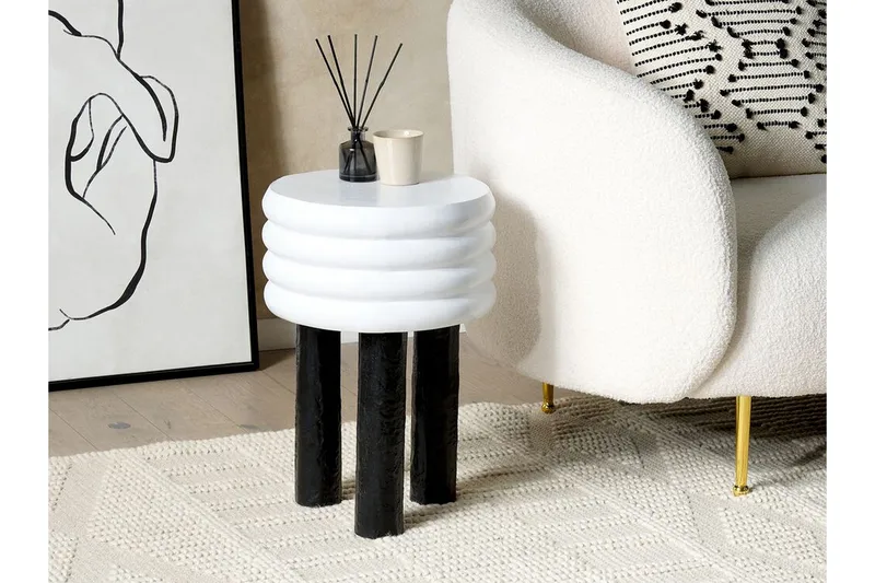 Fredrickson Sidebord 33 cm - Hvid/Sort - Møbler - Borde - Aflastningsbord - Lampebord