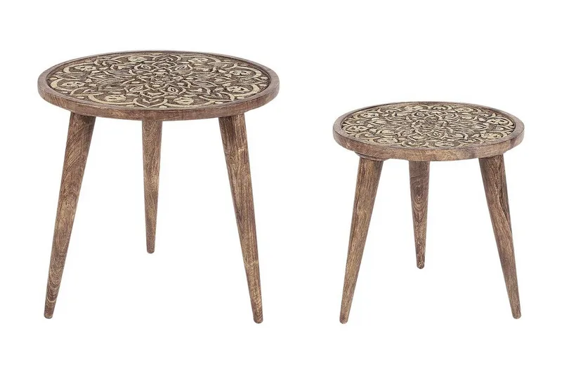 Freida Sætbord 45 cm, Mørkt træ/Guld