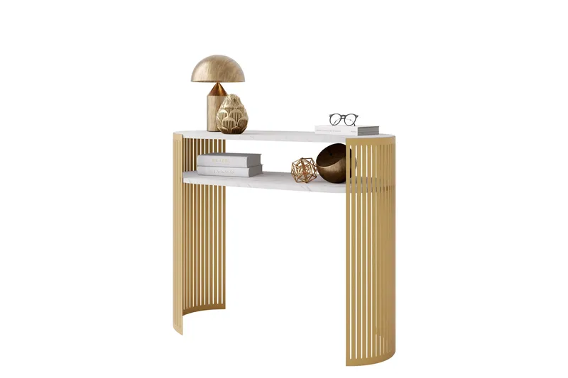 Friend Konsolbord 100 cm - Guld/Hvid - Møbler - Borde - Aflastningsbord - Entrébord