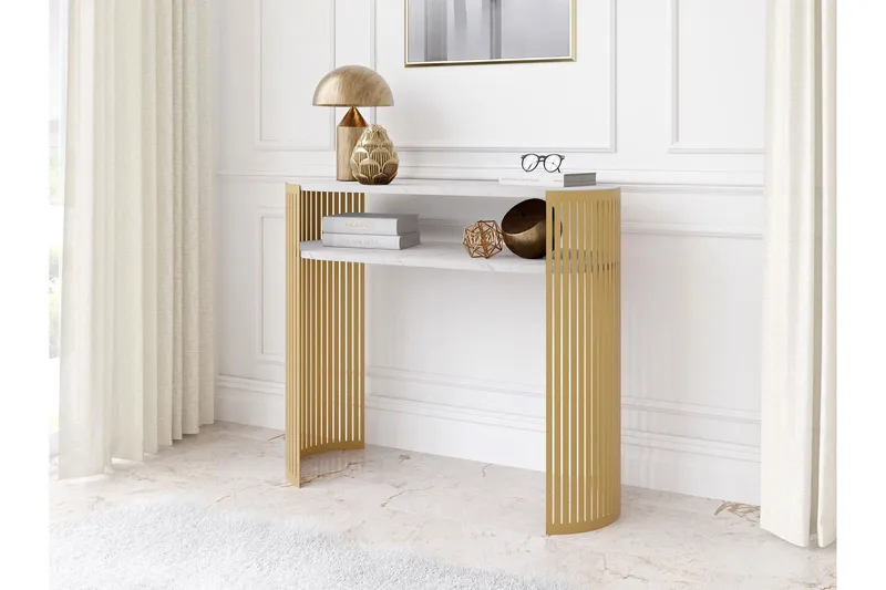 Friend Konsolbord 100 cm - Guld/Hvid - Møbler - Borde - Aflastningsbord - Entrébord