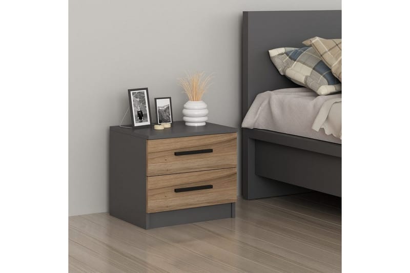 Fruitland Natbord 50 cm - Valnød/Antracit - Møbler - Borde - Aflastningsbord - Sengebord