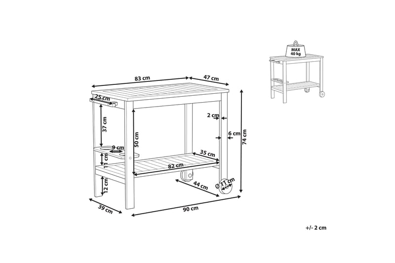 Gaetano Sidebord 47 cm - Lyst træ - Møbler - Borde - Aflastningsbord - Lampebord