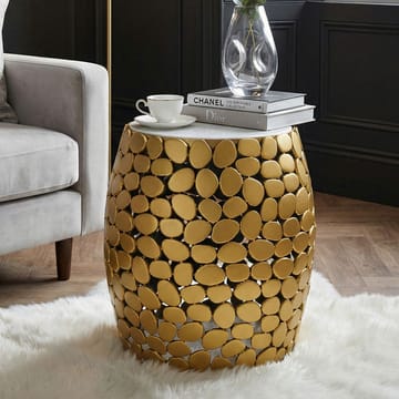 Galara sidebord 40 cm - Hvid og guld - Møbler - Borde - Aflastningsbord - Lampebord