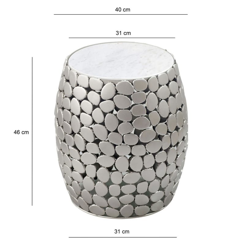 Galara sidebord 40 cm - Hvid og sølv - Møbler - Borde - Aflastningsbord - Lampebord