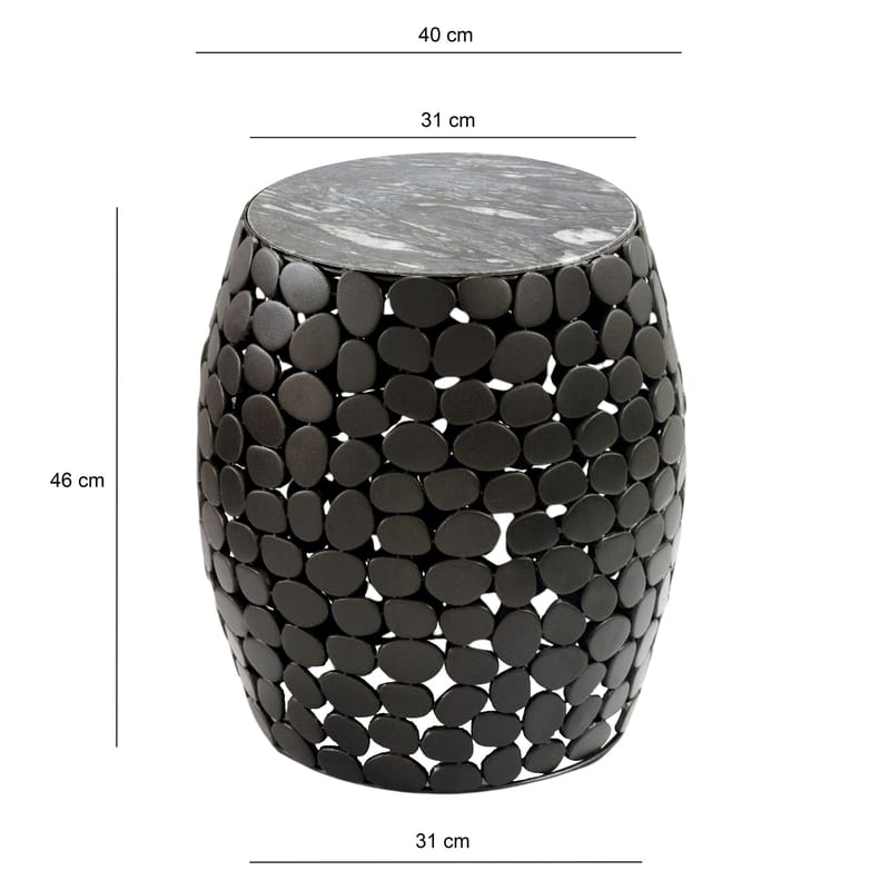 Galara sidebord 40 cm - Sort med grå og hvide marmornuancer - Møbler - Borde - Aflastningsbord - Lampebord