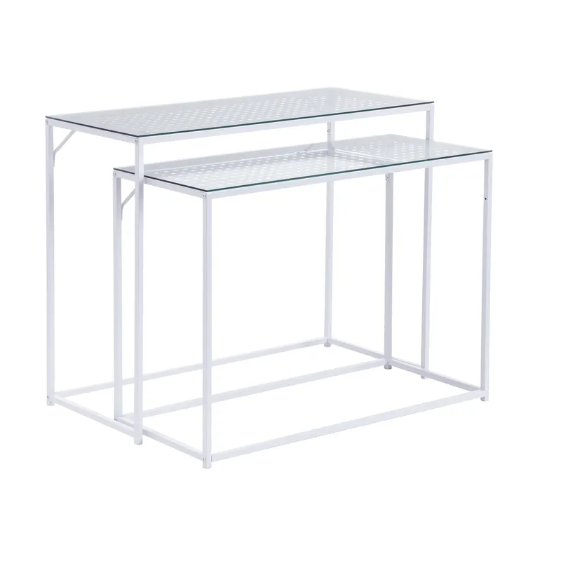 Galora konsolbord 100 cm sæt med 2, Transparent og mat hvid