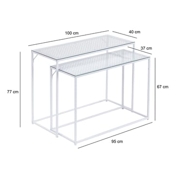 Galora konsolbord 100 cm sæt med 2 - Transparent og mat hvid - Møbler - Borde - Aflastningsbord - Indskudsborde