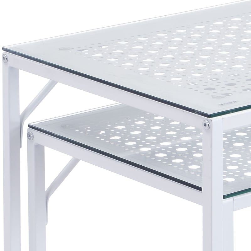 Galora konsolbord 100 cm sæt med 2 - Transparent og mat hvid - Møbler - Borde - Aflastningsbord - Indskudsborde