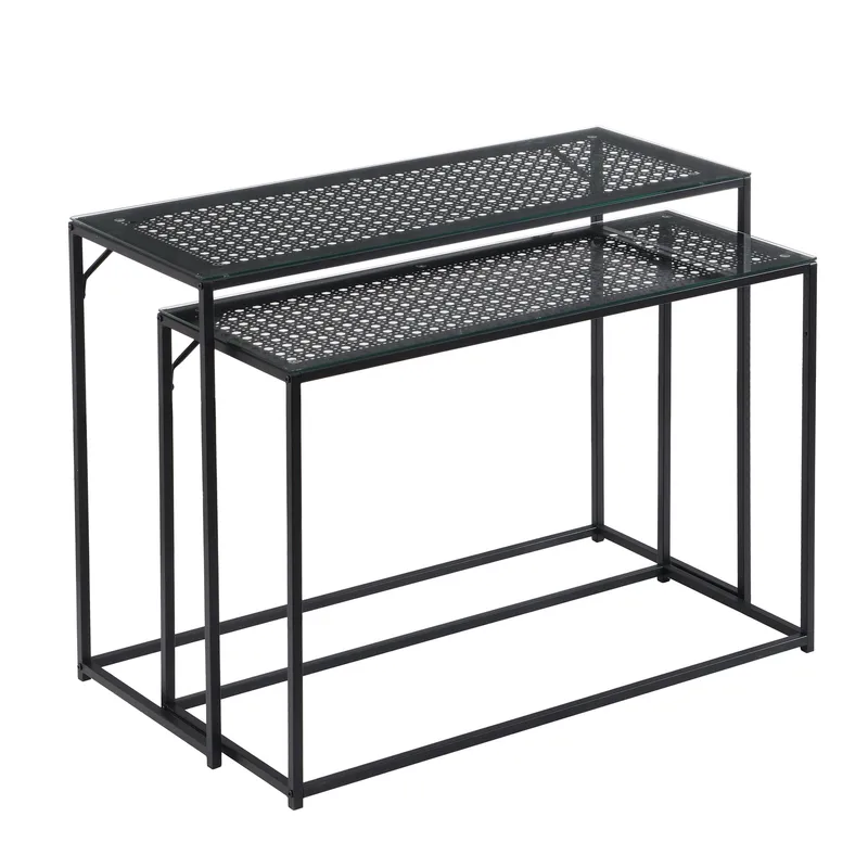 Galora konsolbord 100 cm sæt med 2, Transparent og matsort