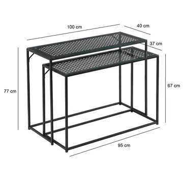 Galora konsolbord 100 cm sæt med 2 - Transparent og matsort - Møbler - Borde - Aflastningsbord - Indskudsborde