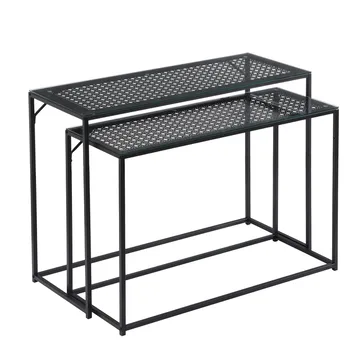 Galora konsolbord 100 cm sæt med 2 - Transparent og matsort - Møbler - Borde - Aflastningsbord - Indskudsborde