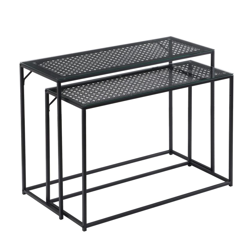 Galora konsolbord 100 cm sæt med 2 - Transparent og matsort - Møbler - Borde - Aflastningsbord - Indskudsborde
