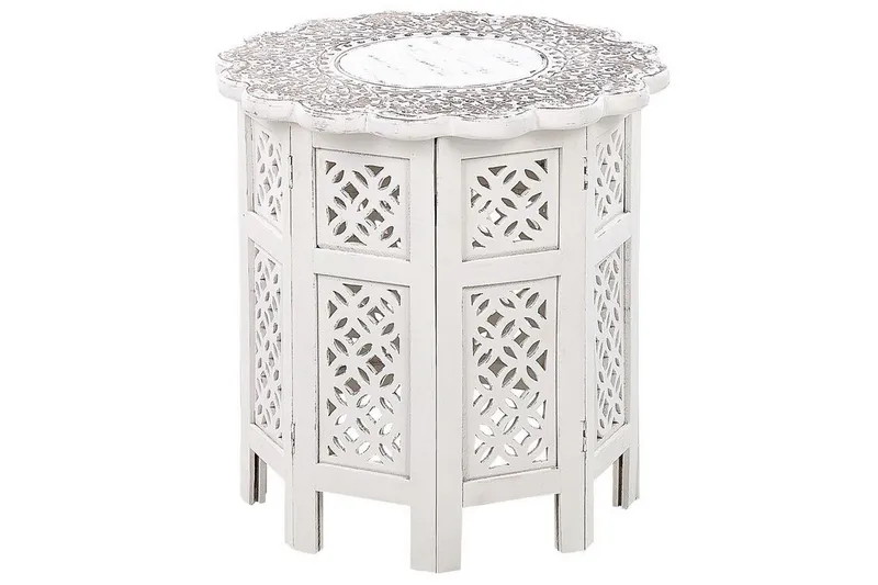 Garry Sidebord 44 cm, Hvid/Grå/Lyst træ