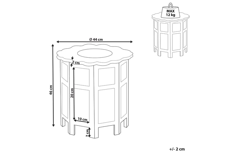 Garry Sidebord 44 cm - Hvid/Grå/Lyst træ - Møbler - Borde - Aflastningsbord - Lampebord