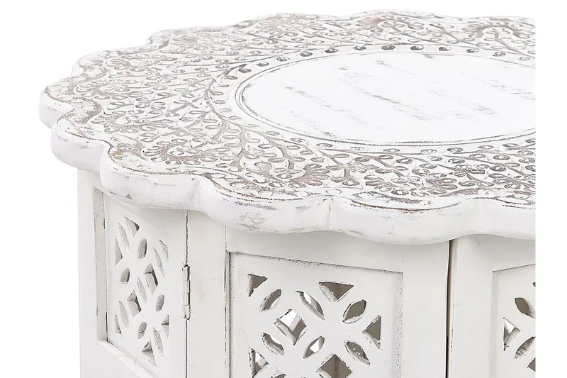 Garry Sidebord 44 cm - Hvid/Grå/Lyst træ - Møbler - Borde - Aflastningsbord - Lampebord