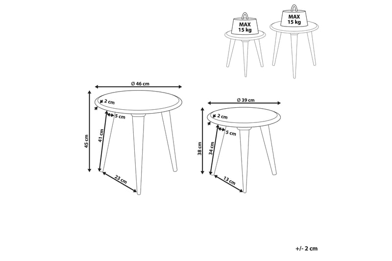 Gazelle Sætbord 46 cm - Lyst træ/Hvid - Møbler - Borde - Aflastningsbord - Indskudsborde