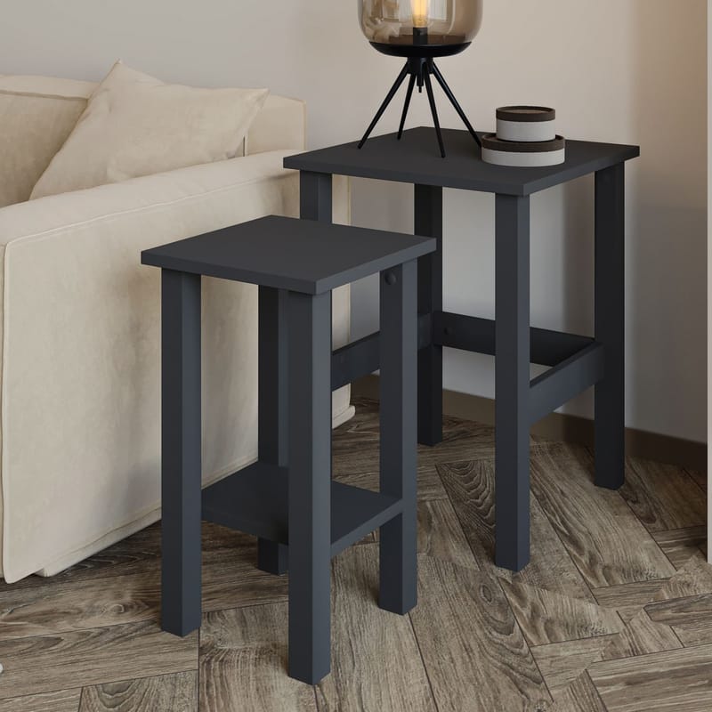 Ginallie Sidebord sæt 45x60 cm - Antracit - Møbler - Borde - Aflastningsbord - Lampebord