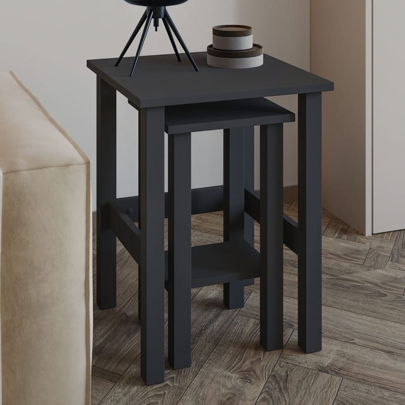 Ginallie Sidebord sæt 45x60 cm - Antracit - Møbler - Borde - Aflastningsbord - Lampebord
