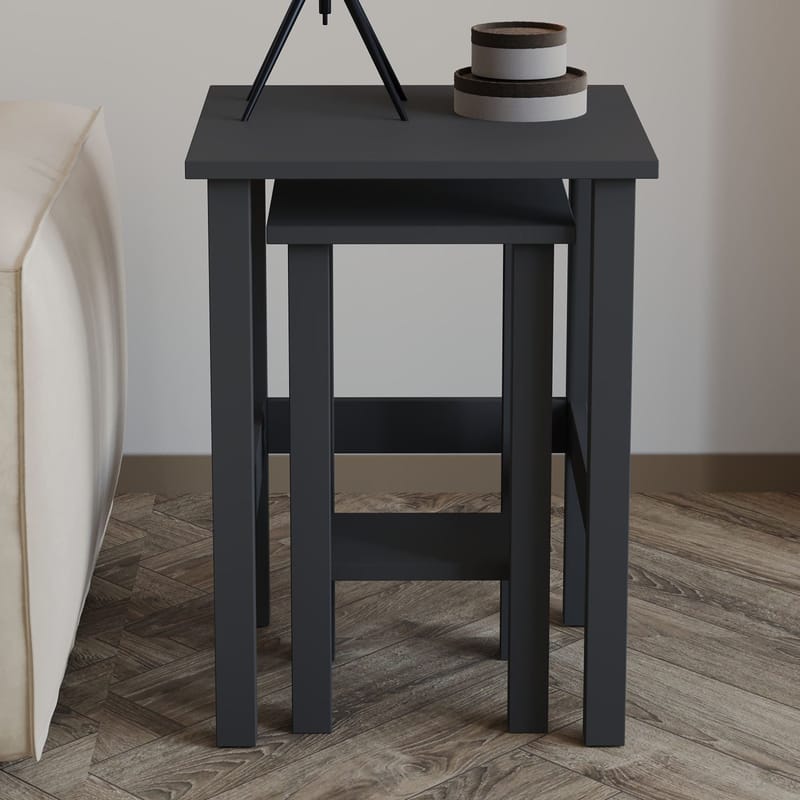 Ginallie Sidebord sæt 45x60 cm - Antracit - Møbler - Borde - Aflastningsbord - Lampebord