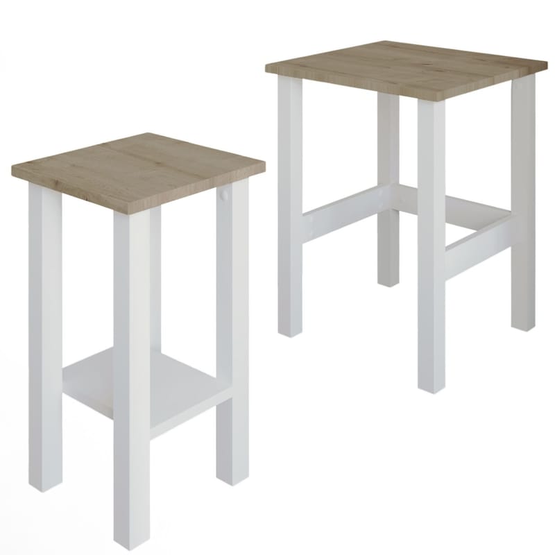 Ginallie Sidebord sæt 45x60 cm - Hvid og safir-eg - Møbler - Borde - Aflastningsbord - Lampebord