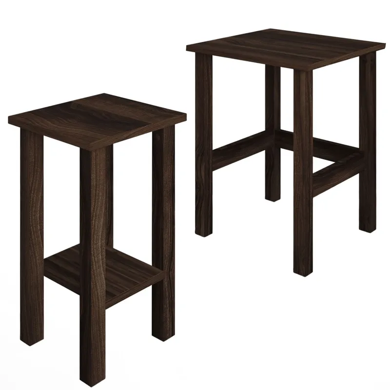 Ginallie Sidebord sæt 45x60 cm - Valnød - Møbler - Borde - Aflastningsbord - Lampebord