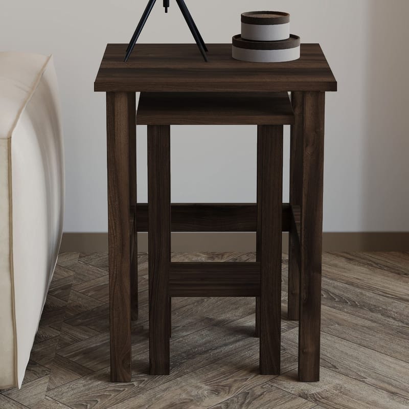 Ginallie Sidebord sæt 45x60 cm - Valnød - Møbler - Borde - Aflastningsbord - Lampebord