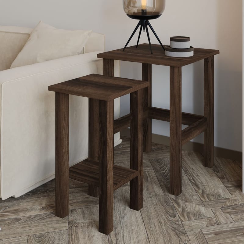 Ginallie Sidebord sæt 45x60 cm - Valnød - Møbler - Borde - Aflastningsbord - Lampebord