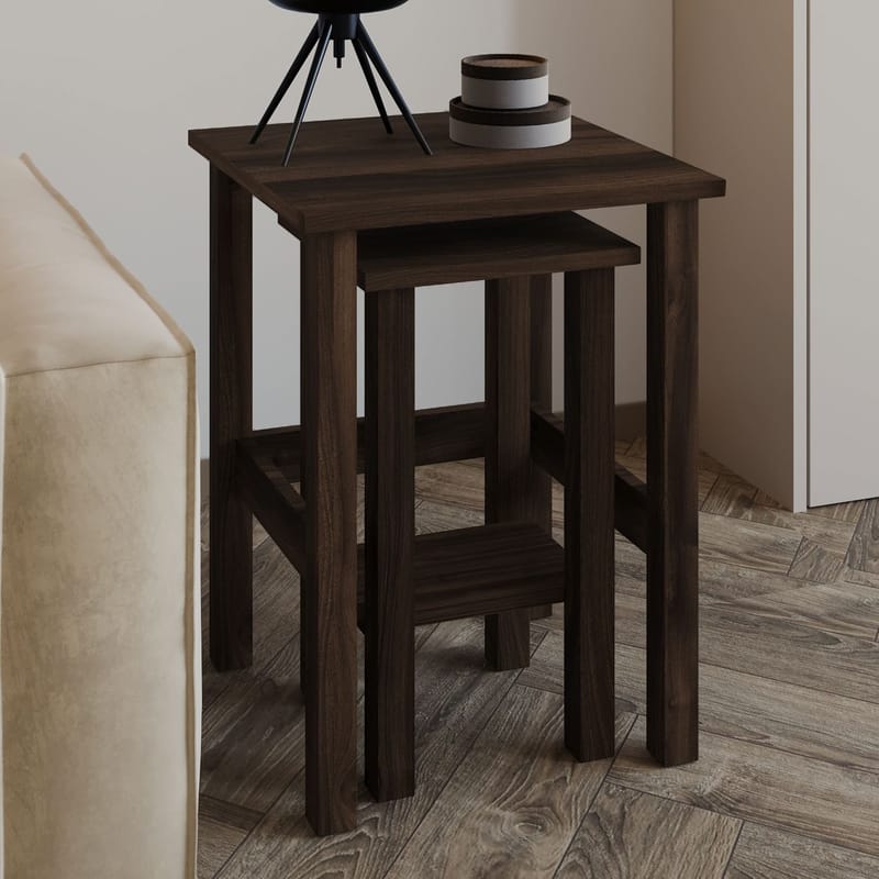 Ginallie Sidebord sæt 45x60 cm - Valnød - Møbler - Borde - Aflastningsbord - Lampebord