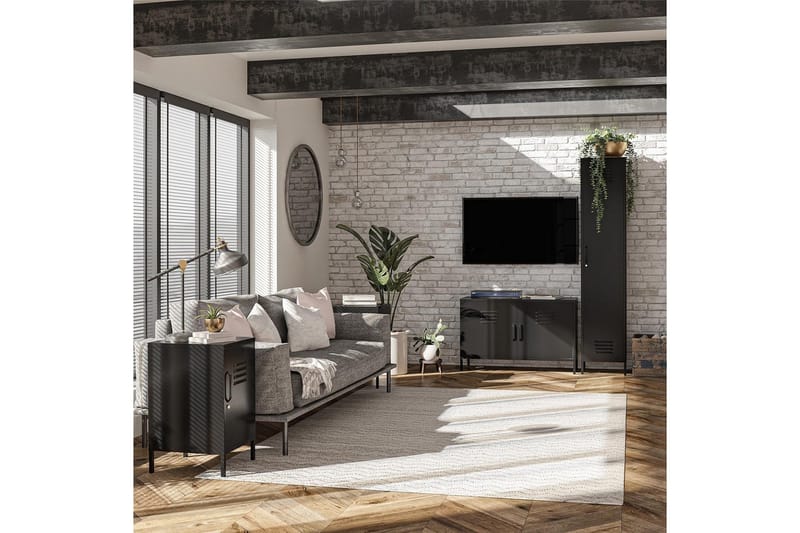 Højskab Mission District 38x40x185 cm, Sort - 38x40x185 cm, Sort - Møbler - Borde - Aflastningsbord - Entrébord