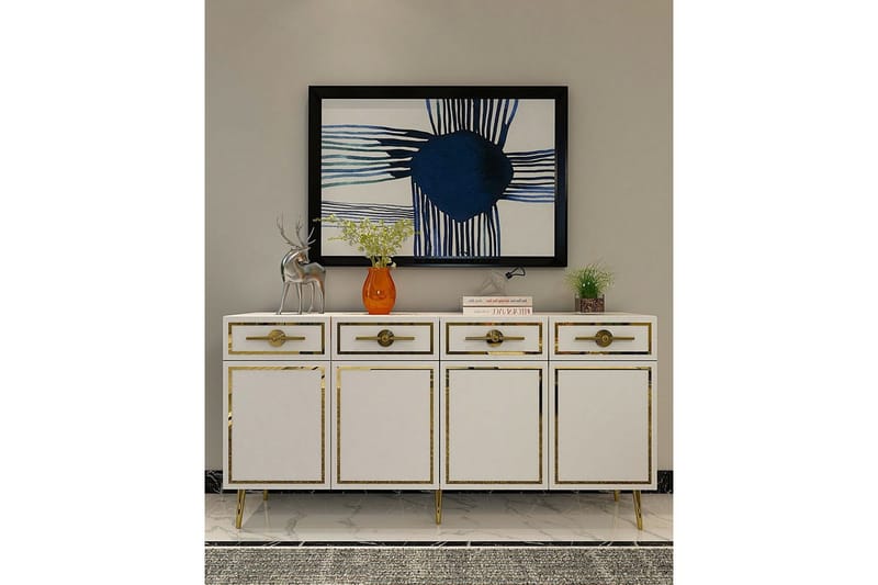 Halma Konsolbord 150 cm - Guld/Hvid - Møbler - Borde - Aflastningsbord - Entrébord