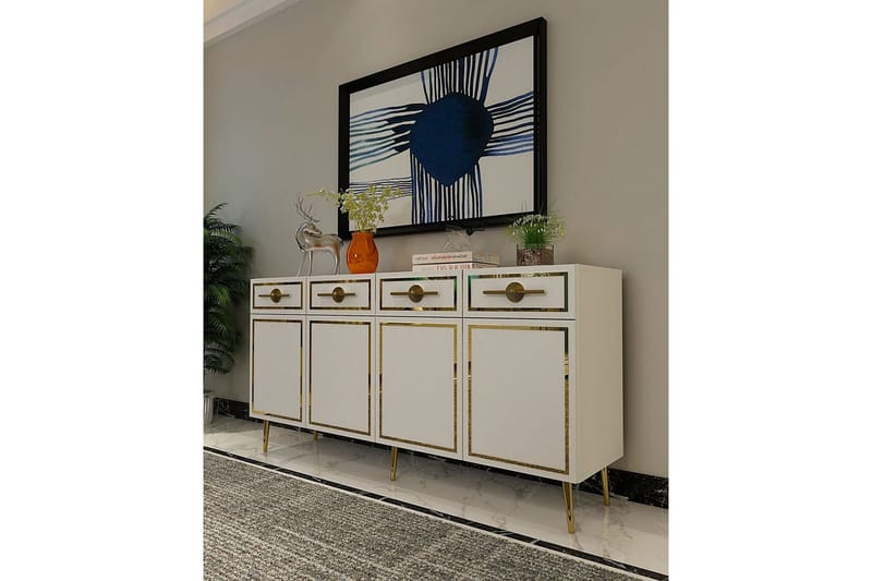 Halma Konsolbord 150 cm - Guld/Hvid - Møbler - Borde - Aflastningsbord - Entrébord