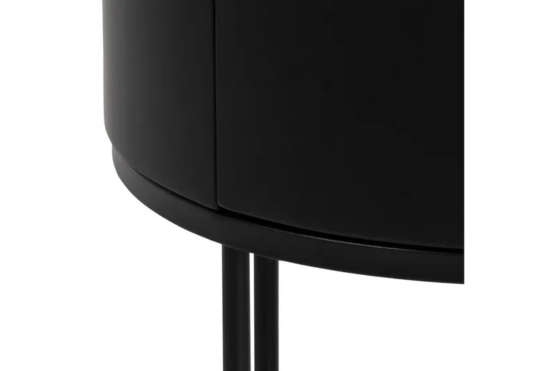 Hastane Sengebord 40 cm Rund i Træ med Metalunderstel - Sort - Møbler - Borde - Aflastningsbord - Sengebord