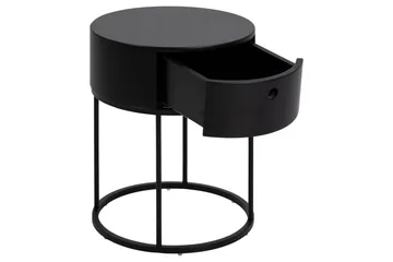 Hastane Sengebord 40 cm Rund i Træ med Metalunderstel - Sort - Møbler - Borde - Aflastningsbord - Sengebord