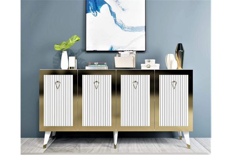Hazelle Konsolbord 150 cm - Hvid/Guld - Møbler - Borde - Aflastningsbord - Entrébord
