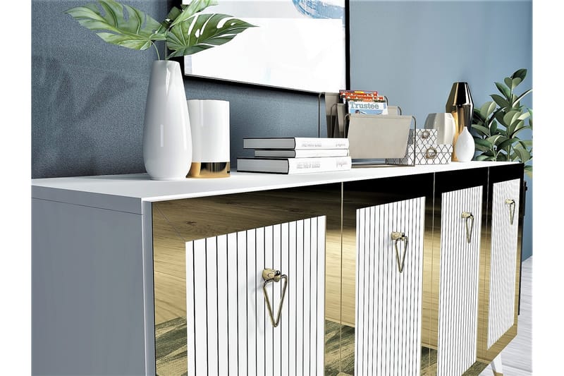 Hazelle Konsolbord 150 cm - Hvid/Guld - Møbler - Borde - Aflastningsbord - Entrébord