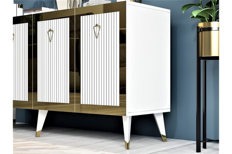 Hazelle Konsolbord 150 cm - Hvid/Guld - Møbler - Borde - Aflastningsbord - Entrébord